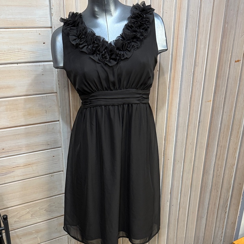 Liz Lange for Target Black Floral Trim Midi Dress